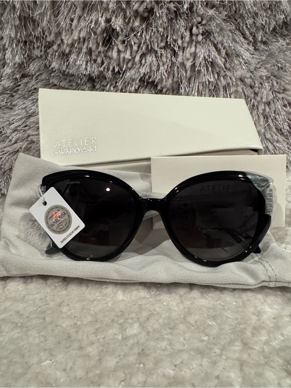 Atelier Swarovski Black Round Sunglasses